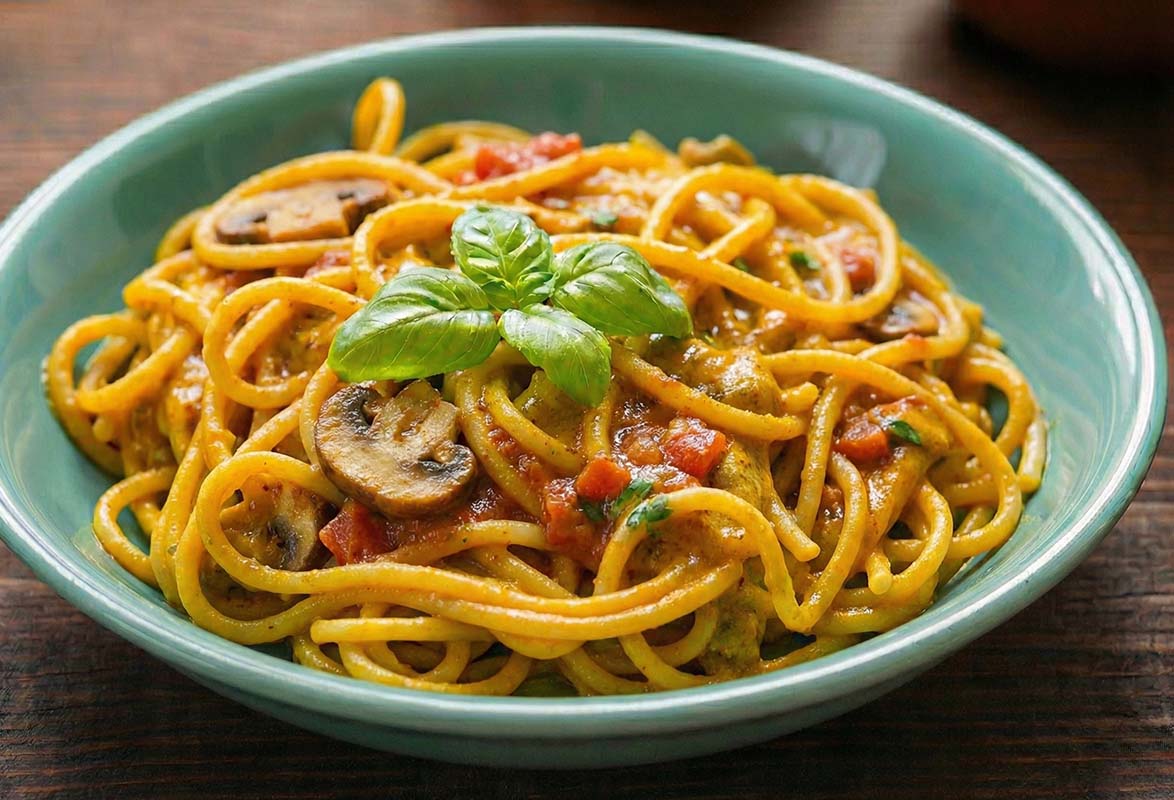 Mantarlı Domatesli Spagetti