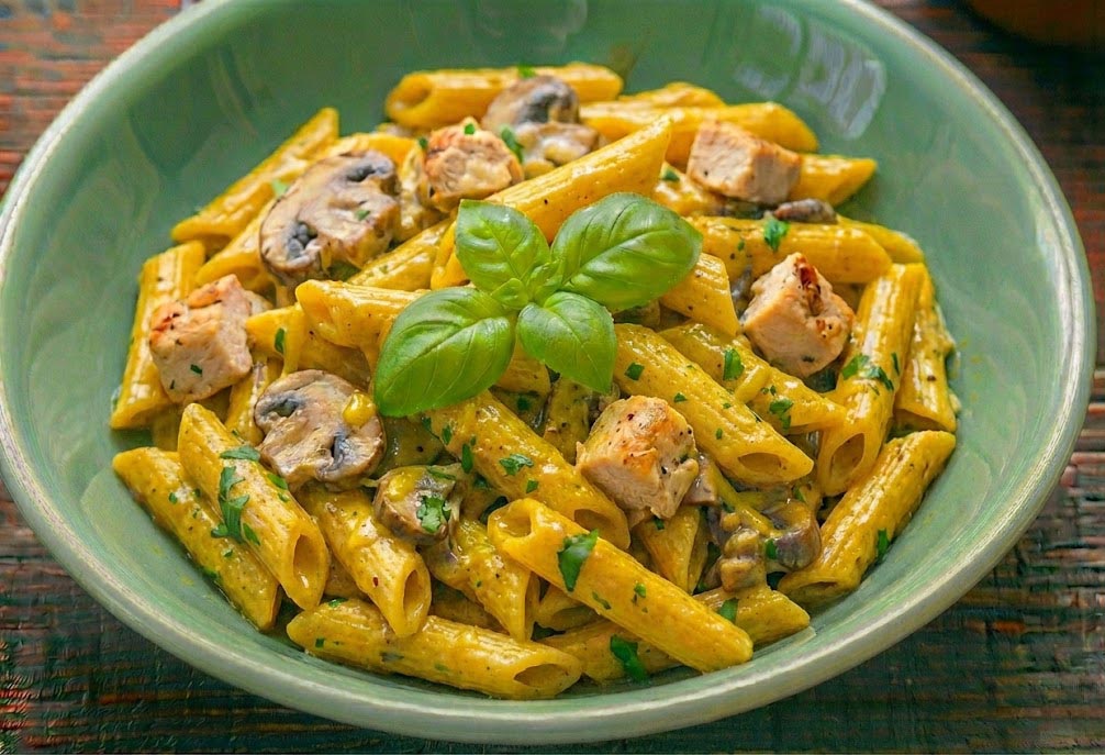 Tavuklu Mantarlı Köri Soslu Penne
